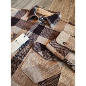 Sperry Premium Apparel Men's Plaid Flannel Brown Tan Stretch Shirt Size M NWT